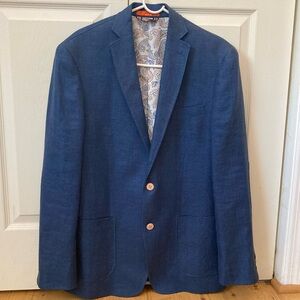 Blue Linen/Cotton Blazer with Elbow Pads 38R